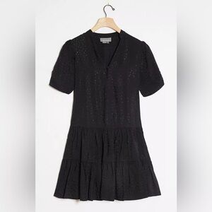 Anthropologie Stacey Shimmer Black Tiered Tunic Dress XS